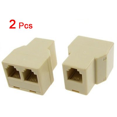 2 Pcs RJ11 1 to 2 Female Plug Telephone Modular Splitter Jointer