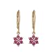 18k Yellow Gold Plated Sterling Silver Ruby Flower Dangle Earrings