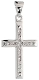 14k White Gold 3/4 (19mm) tall Diamond Latin Cross Pendant, w/ 0.12 Carat Brilliant Cut Diamonds