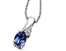 Sapphire Gemstone Pendant with Diamonds (1/2 inch) in White Gold with Chain