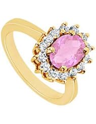 Pink Topaz and Diamond Ring 14K Yellow Gold - 1.50 CT TGW