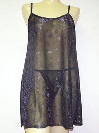 Contessa Di Roma sheer metallic print chemise with matching string bikini