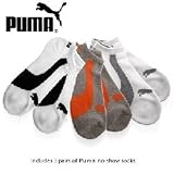 Puma Style Sports Lifestyle, No Show 1/2 Terry Ankle Socks 3 Pack for Men or Boys