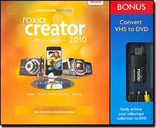 Roxio Creator 2010 Special Edition With Vhs To Dvd Adapter