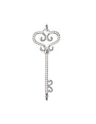 Tivolia Collection 14K White Gold Swirled Diamond Key Pendant