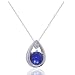 14k White Gold Created Blue Sapphire and Diamond-Accent Teardrop Pendant, 17"