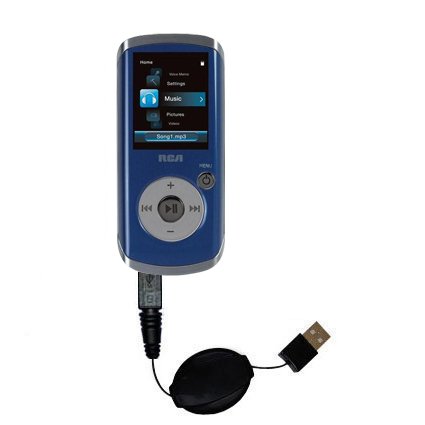 Retractable USB Cable for the RCA M4204 OPAL Digital Media Player with Power Hot Sync and Charge capabilities - uses Gomadic TipExchange Technology