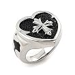 Hematite Stingray Heart And Cross Ring