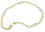 14K Two Tone Alternating Link Anklet