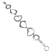 Silvertone Crystal Heart Link Bracelet Fashion Jewelry
