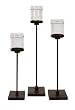 Set of 3 Modern Jar Style Floor Pillar Candle Holders on Iron Bases 41"