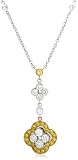 18k Two-Tone Gold White and Yellow Diamond Clover Drop Pendant (1.88 cttw)