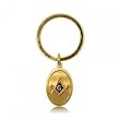 Men's Masonic Key Chain in Brushed Metal w Compass and Square