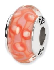 Sterling Silver Orange And White Hand-blown Glass Charm