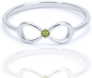 Super King Jewelry Heavy Casted 925 Sterling Silver Infinity Ring August Periodot Light Green Colored Stone Center Piece Cz Stone Sizes 4-12 of Your Choice