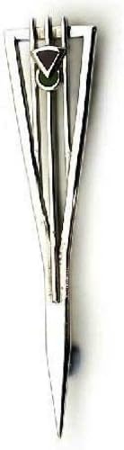 Solid Sterling Silver Striped Purple and Green Thistle Kilt Pin