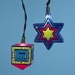 Set of 10 Happy Hanukkah Dreidel and Star of David Holiday Lights - Green Wire