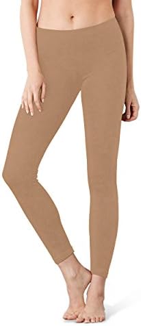 Allure Culture Women's Solid Seamless Fleeced Full Length Leggings (Taupe, Large)
