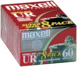 MAXELL UR-60 Blank Audio Cassette Tape (Package of 8)