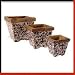 3er-Set Blumentopf Vintage Keramik Antik-Stil blau-weiss