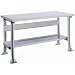 Lyon PP2455A Pressed Wood Over Wood Top Adjustable Legs Work Bench with Stringer and Shelf, 60" Width x 34" Depth x 36-1/4" Height, Putty