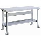 Lyon PP2482A Soft Front Edge Plastic Laminate Top Adjustable Legs Work Bench with Stringer and Shelf, 72