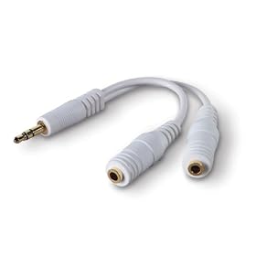 HEADPHONE SPLITTER FOR IPOD VIDEO, CLASSIC, TOUCH, IPHONE, NANO (1ST, 2ND, 3RD GENERATION), MINI, SHUFFLE & ALL OTHER MP3/MP4 PLAYERS (WHITE)