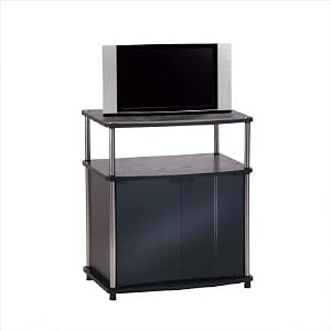 TV Stand with Glass Doors - Black