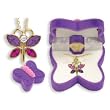 BUTTERFLY Necklace Charm Pendant w/ Crystal Wings in Butterfly Velour Gift Box-Colors may vary