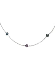 Sterling Silver 36in 7-8mm Black Freshwater Cultured Pearl Necklace.