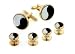 Jewelry : Yellow gold plated Ying and Yang cufflinks and shirt studs formal set with mother of pearl and onyx. Presentation boxed. Made in the U.S.A
