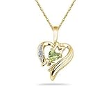 Peridot and Diamond Heart MOM Pendant