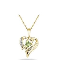 Peridot and Diamond Heart MOM Pendant