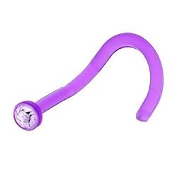 18 Gauge Purple Bioplast Gem Nose Ring