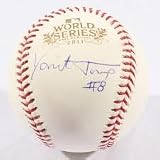 2011 World Series Yorvit Torrealba Autographed ROLB Baseball, Texas Rangers, Colorado Rockies, San Francisco Giants, Proof Photo of Yorvit Signing for Us.
