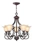 Lite Source C7956 Laurent 5-Lite Ceiling Lamp, Antique Bronze with Light Amber Glass