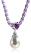 Freshwater Cultured Pearl and Amethyst Drop Pendant on Silk Cord