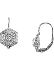 1/5 CT TW Platinum Diamond Filigree Leverback Earring