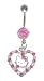 Pink & cz Heart Hello Kitty Dangle Belly button Navel Ring 14 gauge