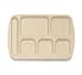 Food Service Rectangular Compartment Lunch Tray, 6 Compartment, Left-handed, Tan, Durable Melamine Material, One Dozen (12) Trays Per Case