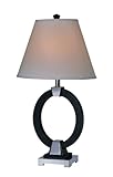IMAGE OF Lite Source LS-21106 Rhody Chrome Table Lamp, Leather Decoration with White Fabric Shade
