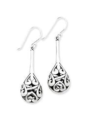 Sterling Silver Antiqued Fancy Dangle Earrings QE1930"