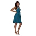 Astrapahl, Knielanges Neckholder Luxus Cocktailkleid mit Brosche, Farbe t�rkis