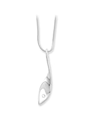 White Ice Sterling Silver Genuine Diamond Fish Necklace