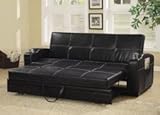 Coaster Fine Furniture 300132 Faux Leather Sofa Bed with White Stiching, Black