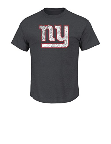NFL New York Giants Men's Single-Wing Formation Short Sleeve Basic Tee, Large, Charcoal Heather
