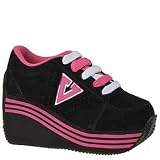 Volatile Elevation Womens Black/Rhinestone Platform Wedge Sneakers Shoes Suede