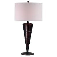 Kenroy Home 2454 Accolade One-Light Table Lamp, Oil Rubbed Bronze with Off-White Drum Shade