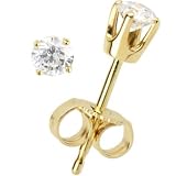 Solid 14KT Yellow Gold Genuine DIAMOND Stud Earrings (.25 cttw, H-I Color, I2 Clarity)