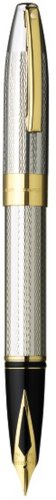Sheaffer Legacy Heritage Fountain Pen Medium Nib with Cartridges Sterling Silver Interrupted Barleycorn Pattern with 22K Gold Plate Trim